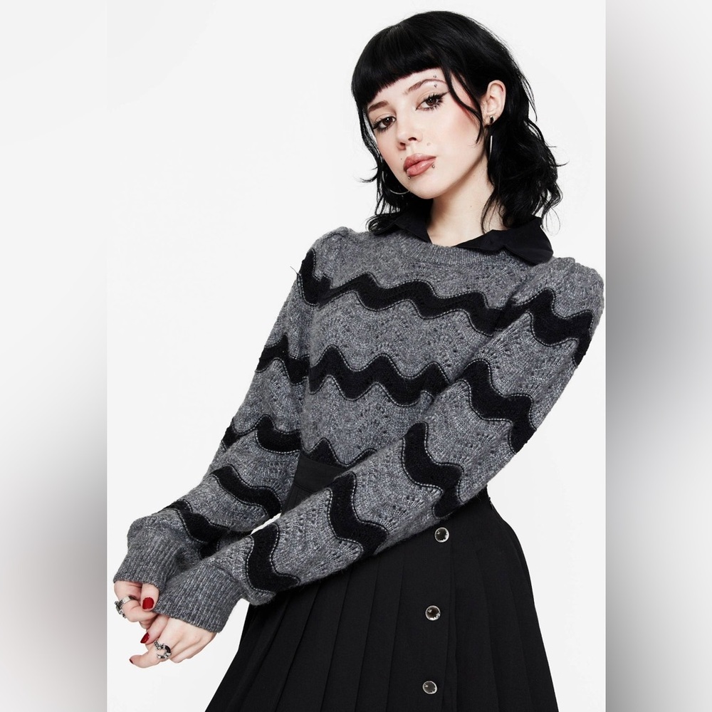 Disturbia Nave Cotton Stripe Knit Sweater Size S
